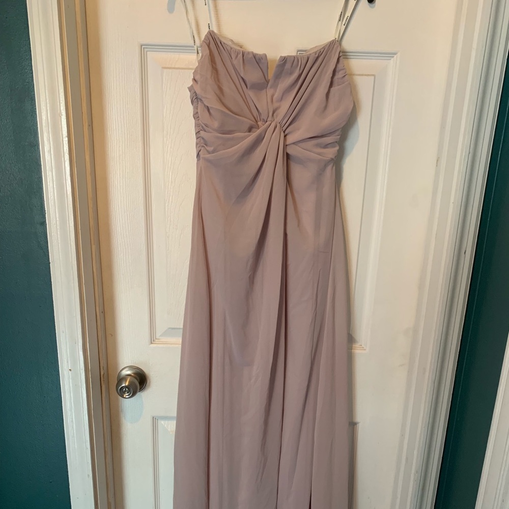 Soiéblu Pale Pink Strapless Chiffon Gown